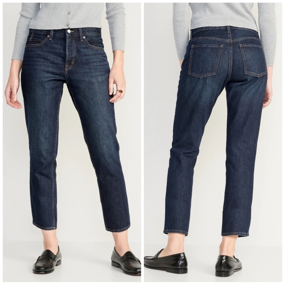 Old Navy High Rise Slouchy Straight crop jeans sz 6P NO STRETCH